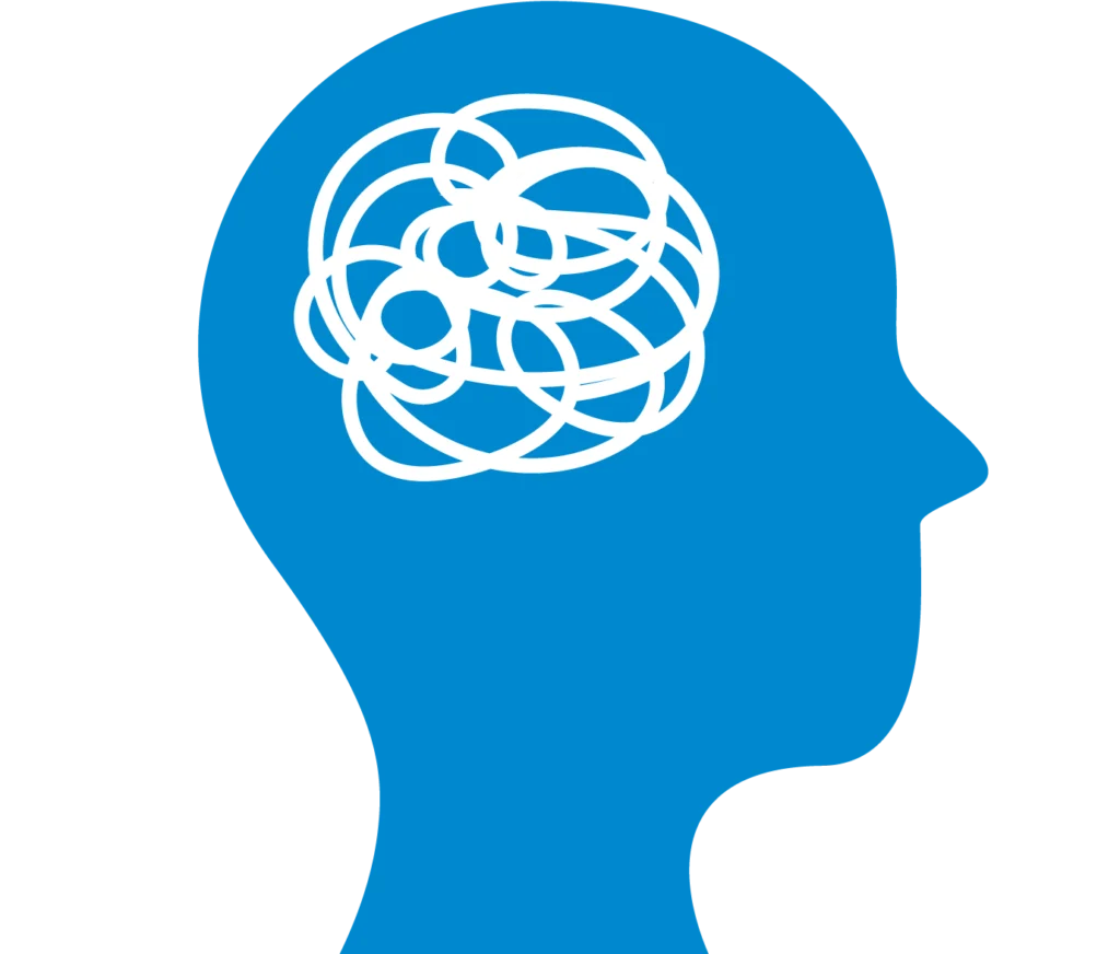 ikonka głowy z plątaniną myśli i problemów psychicznych. 
