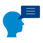 Ikonka głowy i dymki dialogu symbolizująca superwizje i szkolenia